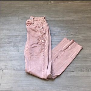 Fashion Nova Dusty Rose Embroidered Skinny Jeans